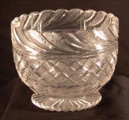 A Regency cut glass tea caddy mixing bowl 9.5 cms high. Some possible very slight fritting.