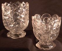 Two 19th century pressed glass caddy mixing bowls The largest 13 cms high. (2) Generally in good