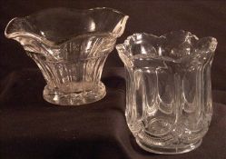 Two pressed glass tea caddy mixing bowls The largest 10.5 cms high. (2) Generally in good condition,