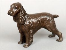 An early 20th century cold painted model of a spaniel Naturalistically modelled. 13 cms wide.