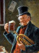 WILHELM GIESSEL (1869-1938) Austrian The Horn Blowers Reward Oil on board Signed 14.5 x 20 cms,