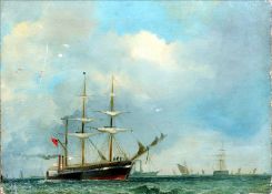 ENGLISH SCHOOL (19th century) Sailing and Steam Boats in Calm Waters Oil on canvas 60.5 x 44.5