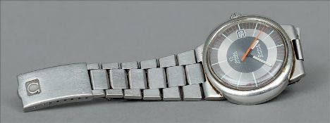 An Omega Dynamic stainless steel gentleman’s wristwatch The signed black dial with silver chapter