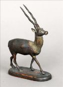 A 19th century patinated bronze model formed as an impala Naturalistically modelled, standing on