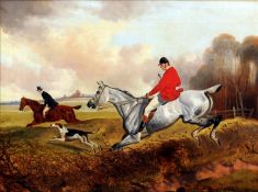 Manner of ALFRED WHEELER (1852-1932) British Hunting Scenes Oil on canvas 41.5 x 31 cms, framed, (