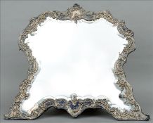 A late Victorian/early Edwardian silver framed dressing table mirror, hallmarked London 1901,