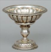 A 19th century unmarked silver tazza (possibly Russian) The anthemion cast rim above the gadrooned