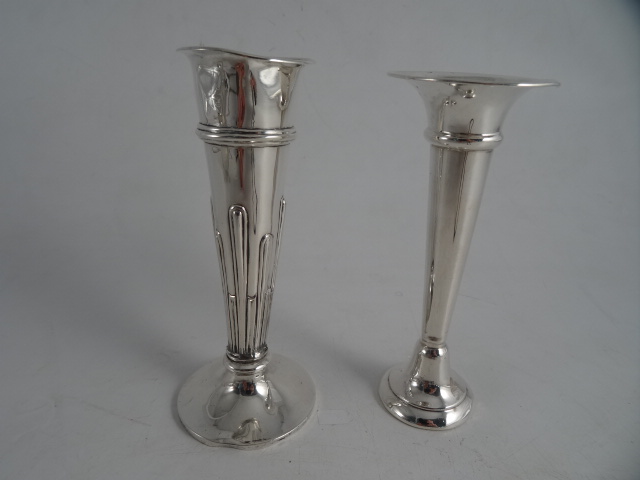 AN EDWARD VII SILVER STEM VASE, Chester 1905. AN ELIZABETH II SILVER STEM VASE, Birmingham 1969.