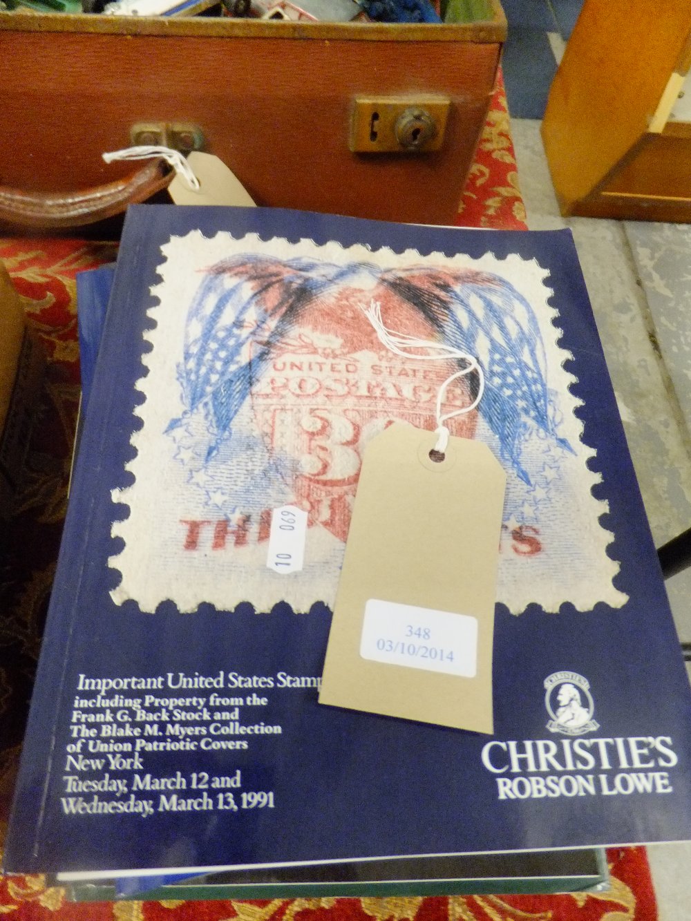 A selection of Christies catalogues for important stamp sales of the 1980s and 1990s