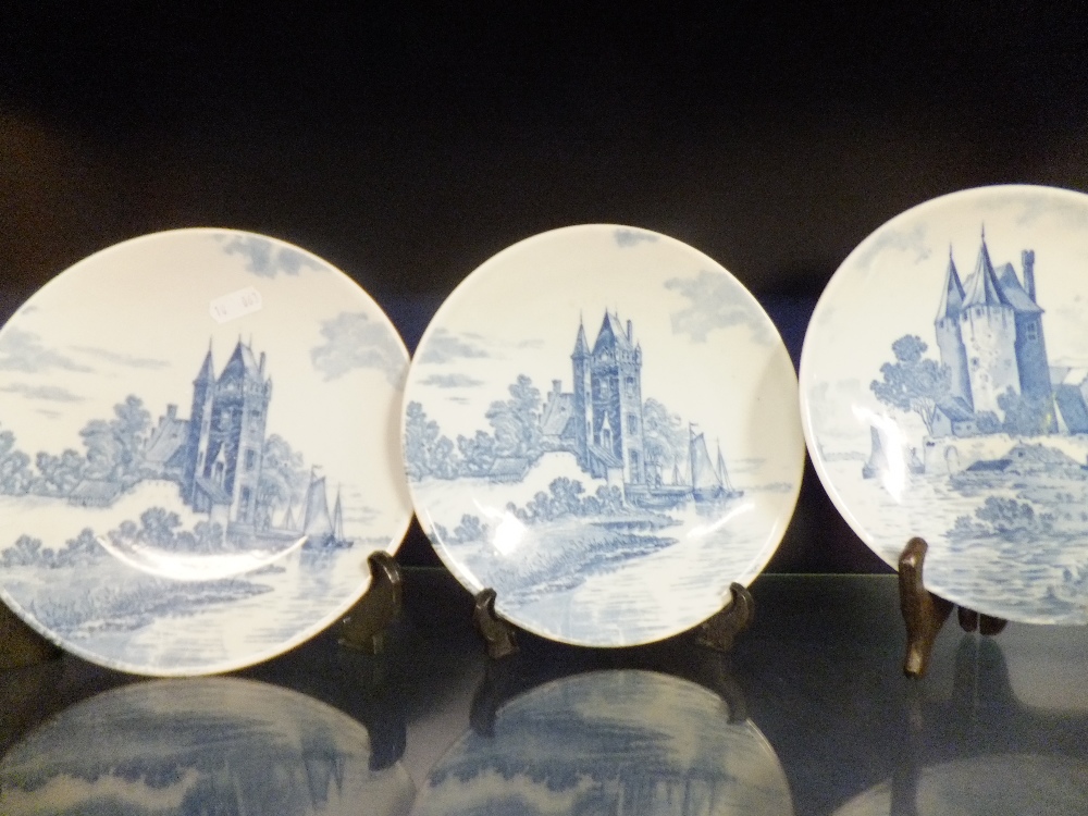 Three Delft blue and white plates