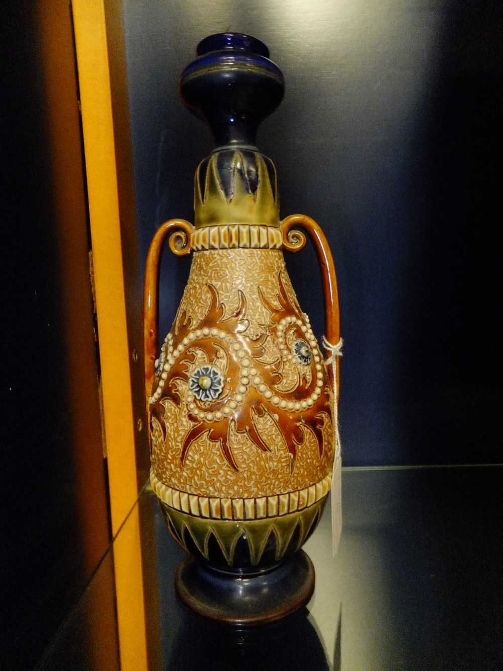 A Royal Doulton two-handled vase by George Tinworth, marks to base