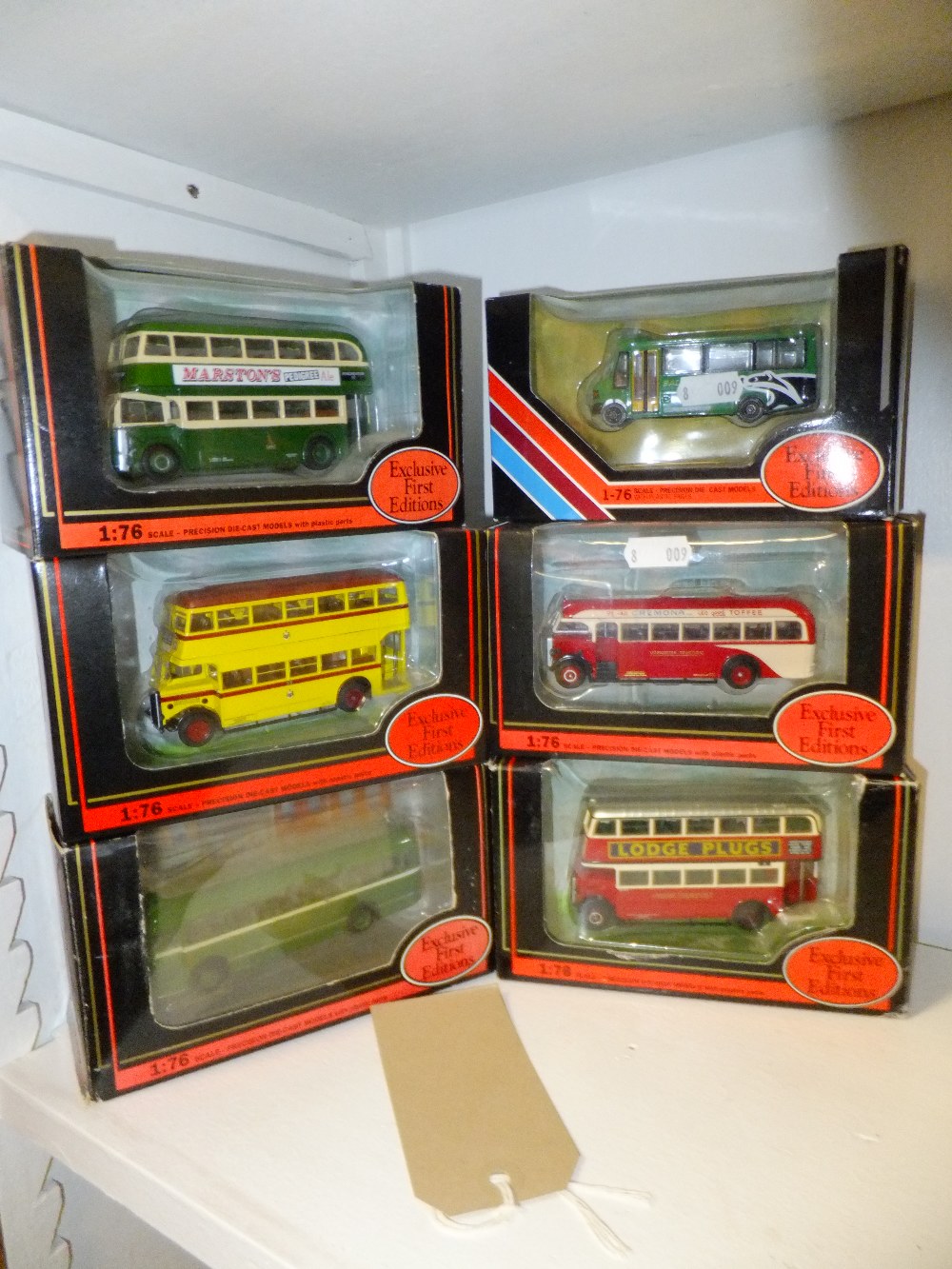 A group of six boxed die-cast Exclusive First Editions 1.76 scale buses to include a Leyland PD2