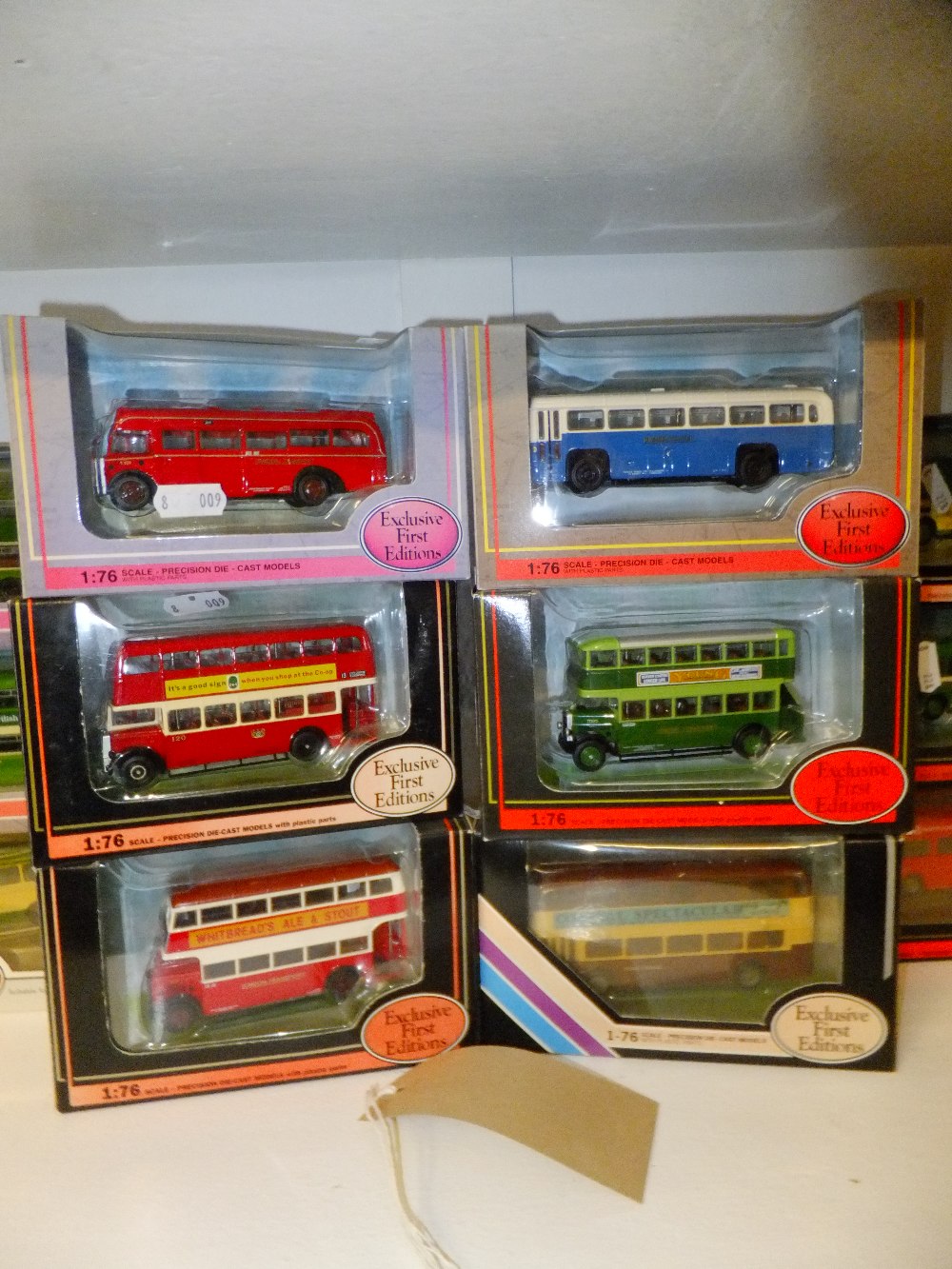 A group of six boxed die-cast Exclusive First Editions 1.76 scale buses to include an AEC Regal