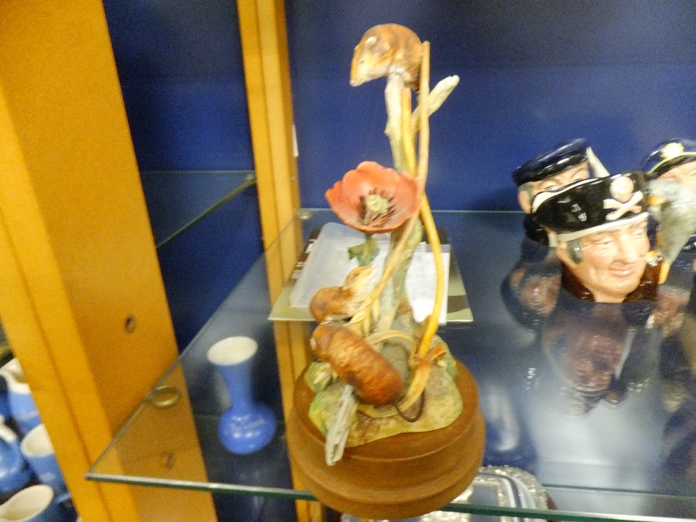 A Hereford china figurine depicting 'Three Harvest Mice' on stand Limited Edition No 194, with