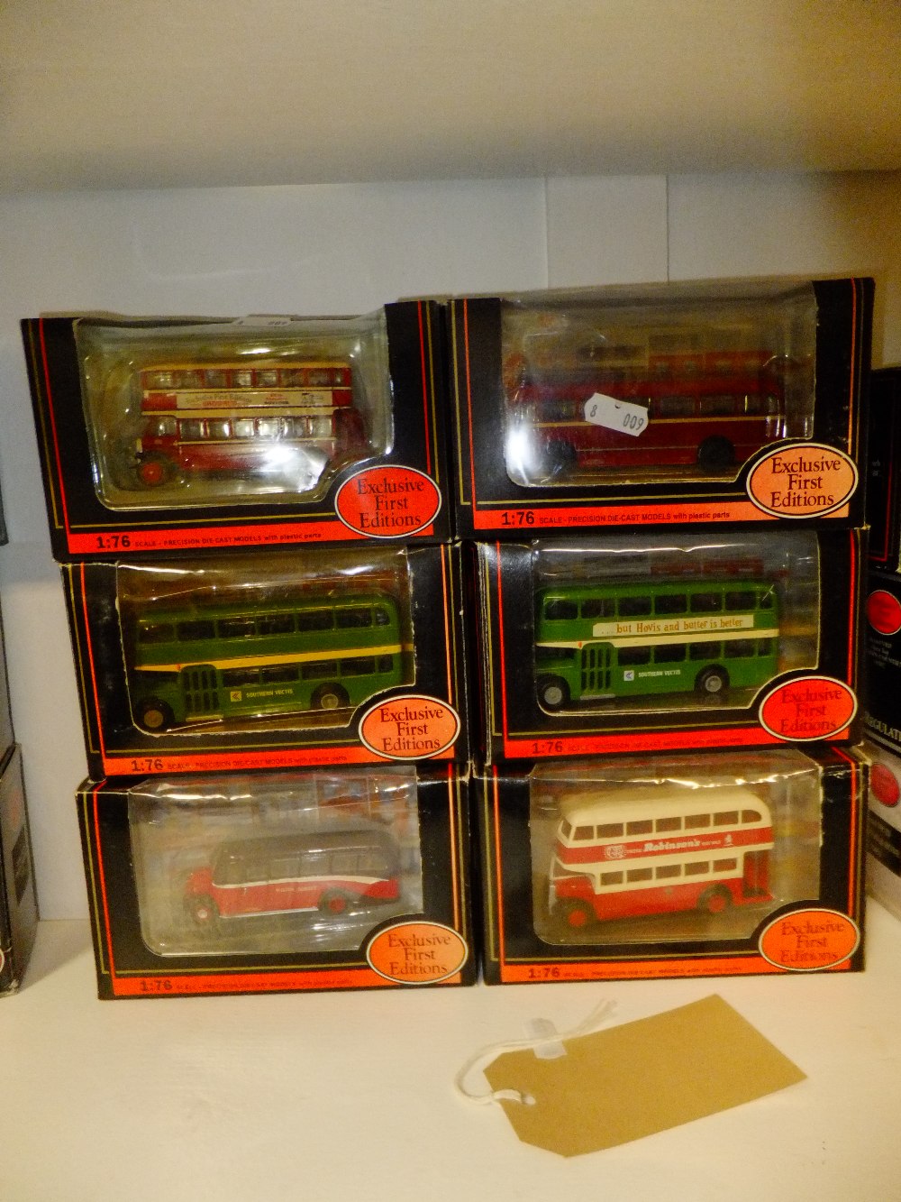 A group of six boxed die-cast Exclusive First Editions 1.76 scale buses to include a Leyland TD1