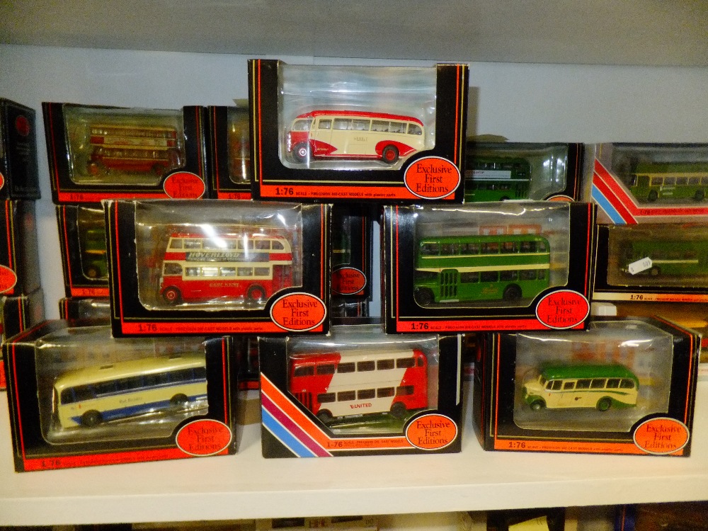 A group of six boxed die-cast Exclusive First Editions 1.76 scale buses to include a Bristol City