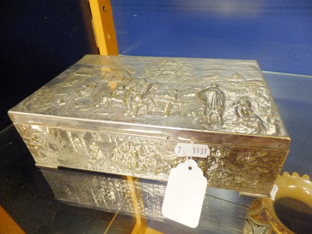 A Danish silver plated box with embossed decoration