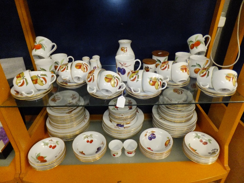 A large selection of Royal Worcester 'Evesham' table ware to include dinner, side and tea plates,