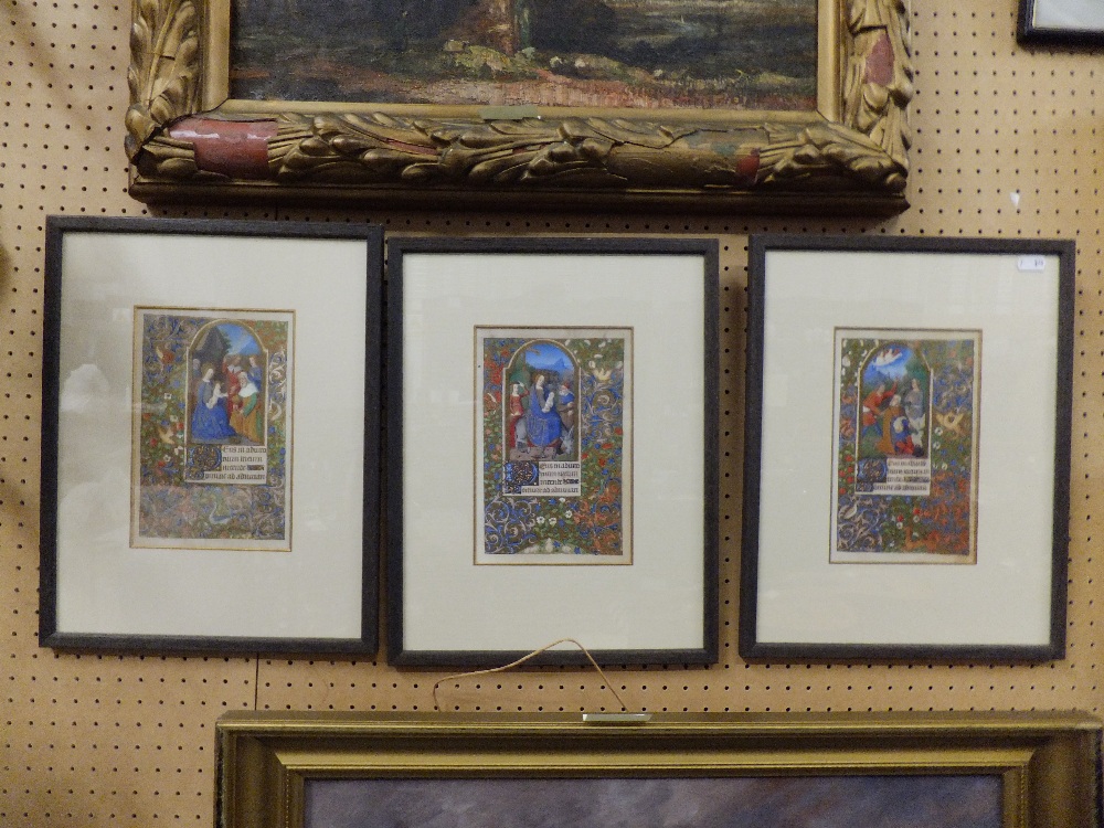 Three religious prints, mounted and framed