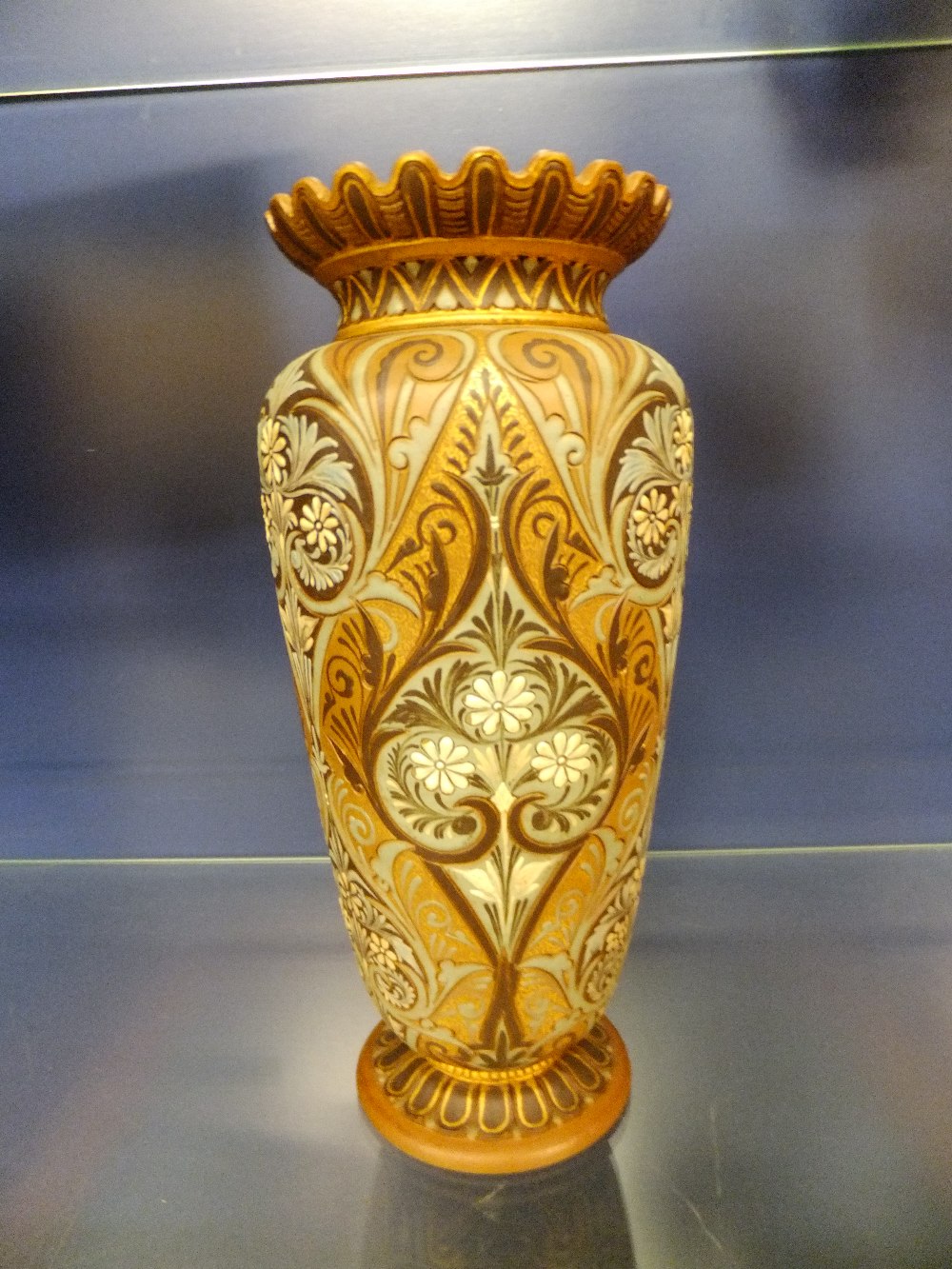 A Doulton Lambeth silicon ware baluster vase with sgraffito decoration and signed Edith D Lupton,