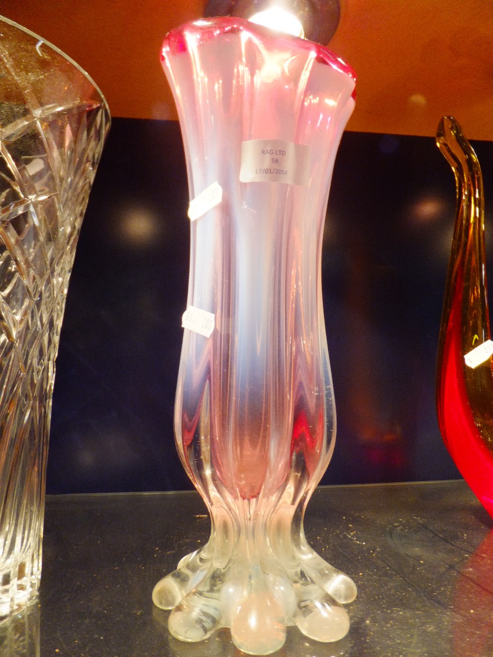 A Vaseline art glass vase