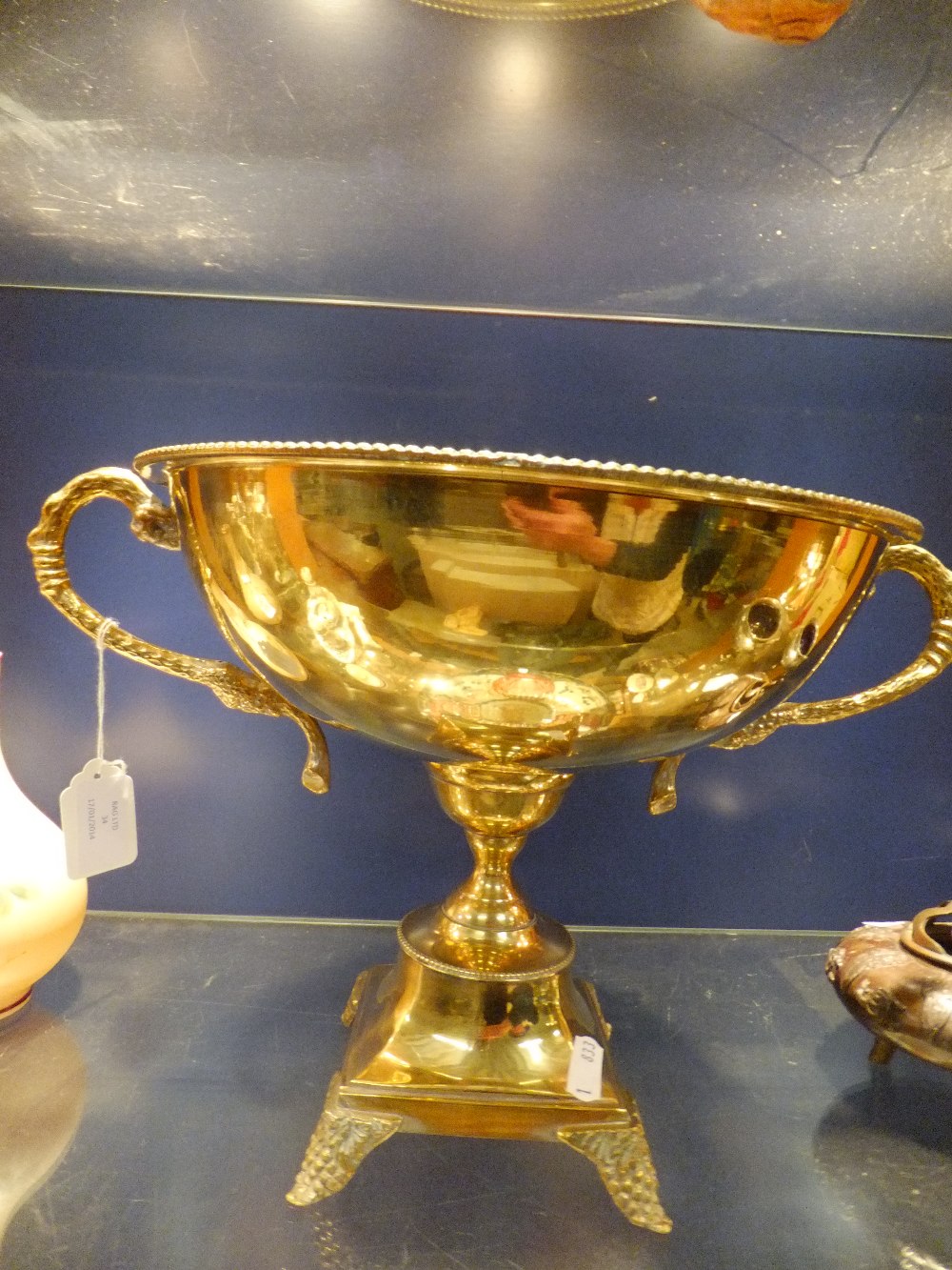 A large two handled silver plated fruit bowl