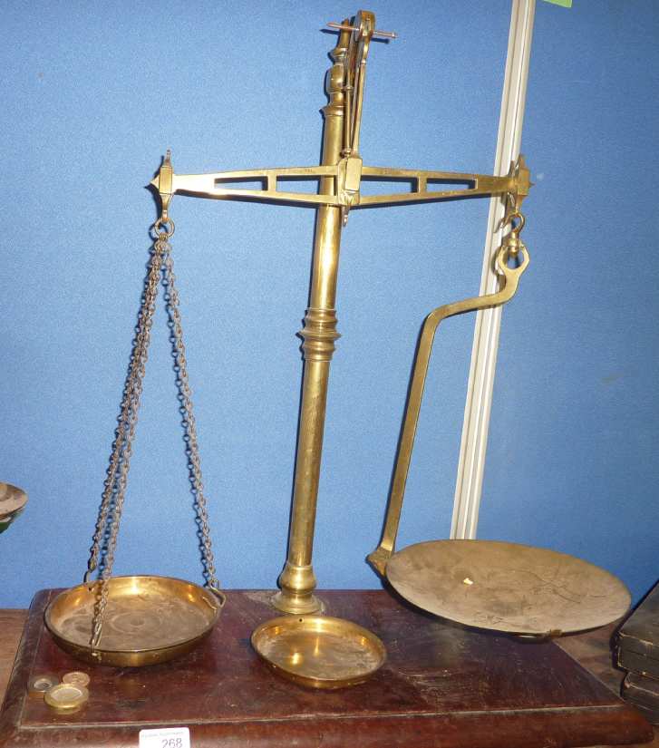Large pair of brass Avery shop scales