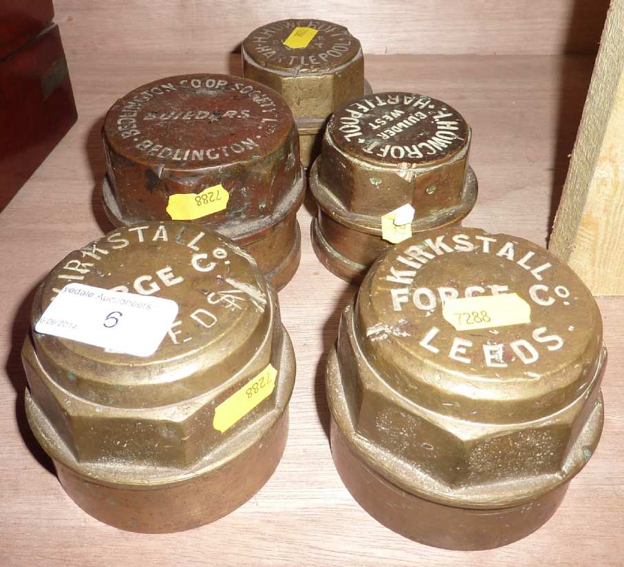 Selection of brass hubs, various makers including Howcroft, Hartlepool etc