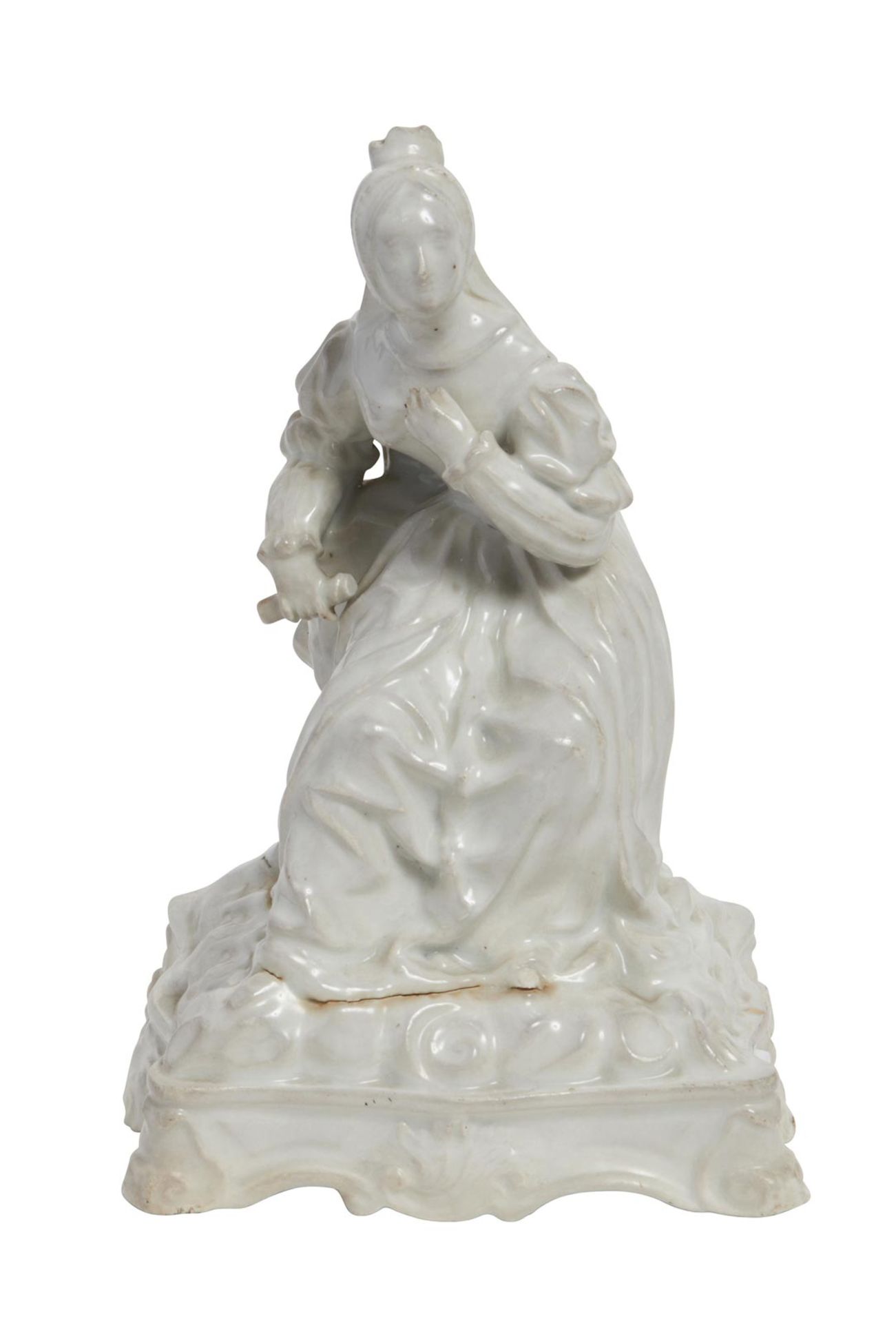 FIGURE 19th CENTURY ""Reina Isabel II de España"", en porcelana blanca, 28 cm. alt. Peq. desp.