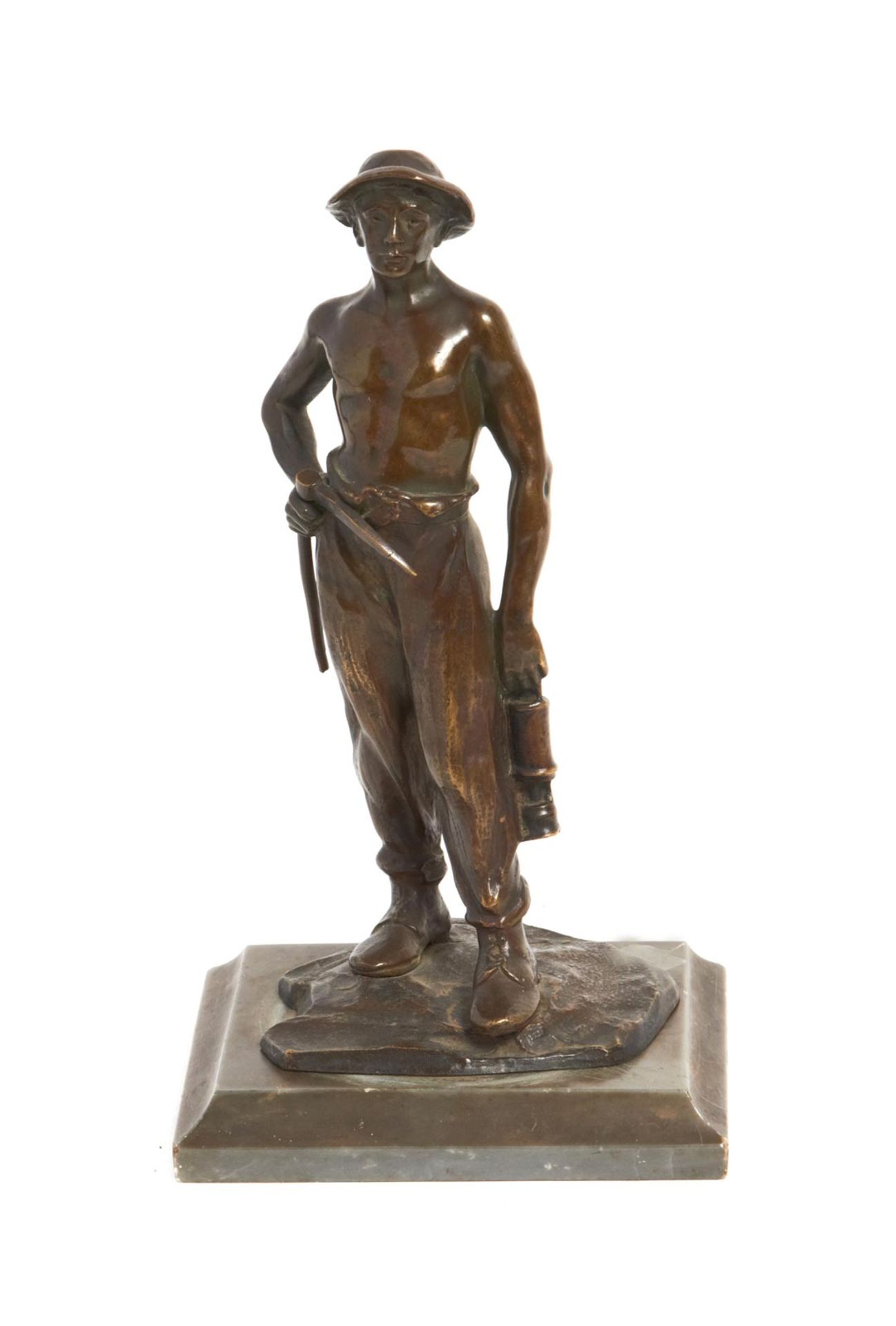 JOSEP BOFILL MOLINÉ (Barcelona, 1942). ""Minero"", escultura de bulto redondo en bronce, 23 cm.