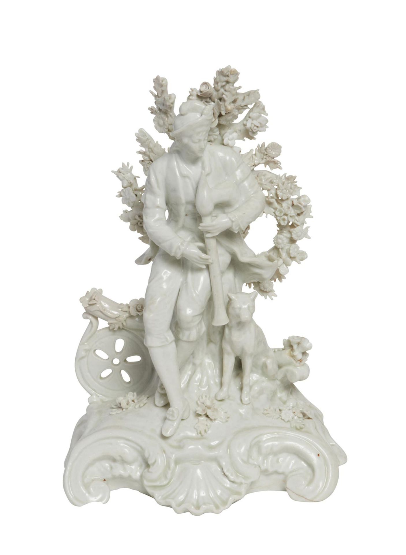 FIGURE 19th CENTURY ""Gaitero"", en porcelana blanca europea, 28 cm. alt.