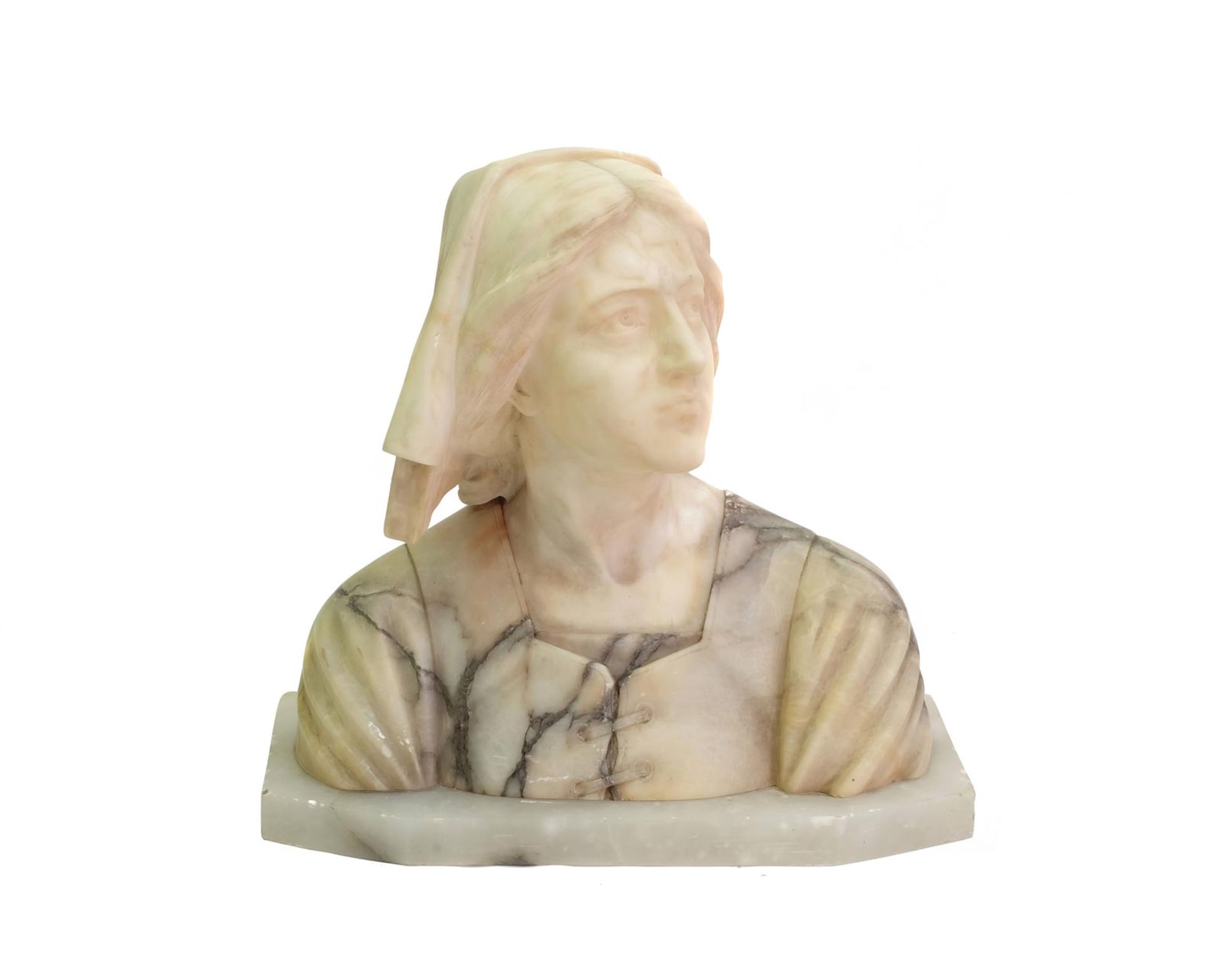 JOAN OF ARCH BUST CIRCA 1935 Escultura en alabastro, 35x15x35 cm.