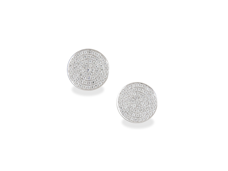 PENDIENTES Realizados en oro blanco de forma circular, cuajados con diamantes talla brillante,