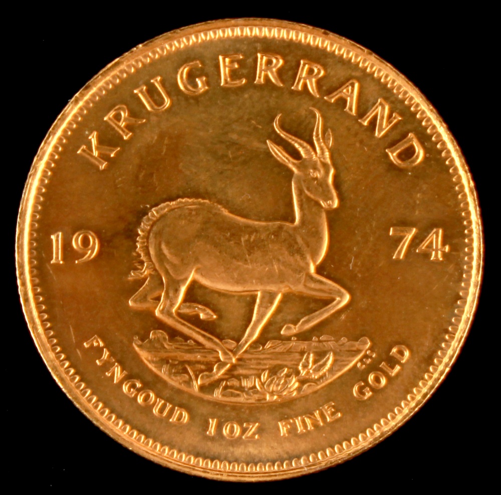 Property of a lady - a 1974 Krugerrand gold coin (see illustration).