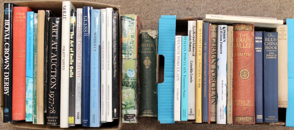 Property of a gentleman - two boxes containing ceramics & glass related books (2).