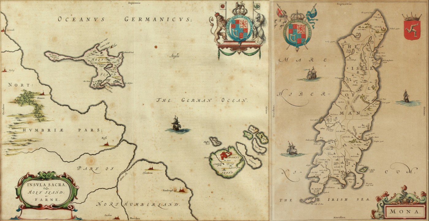 Property of a deceased estate - BLAEU, Johannes - `Insula Sacra, vulgo Holy Island; et Farne` and `