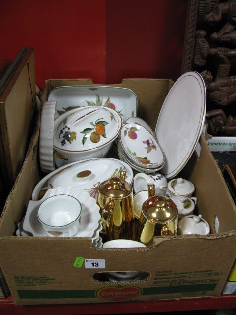 Worcester "Evesham" Table Ware, Contessa cake plate, gilt hot water pots, etc:- One Box