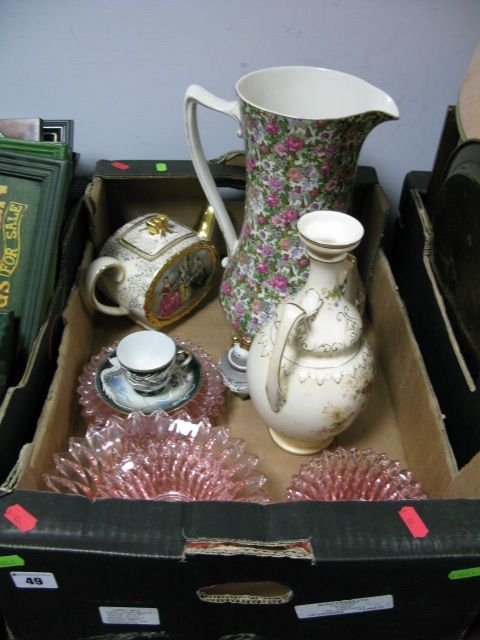 Ducal Jug, with floral decoration, Sadler teapot, Ducal vase, fruit dishes, etc:- One Box