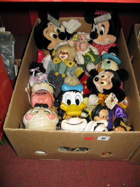 A Quantity of Child`s Soft Toys, often Mickey and Minnie Mouse, Donald Duck, clowns, etc. Also
