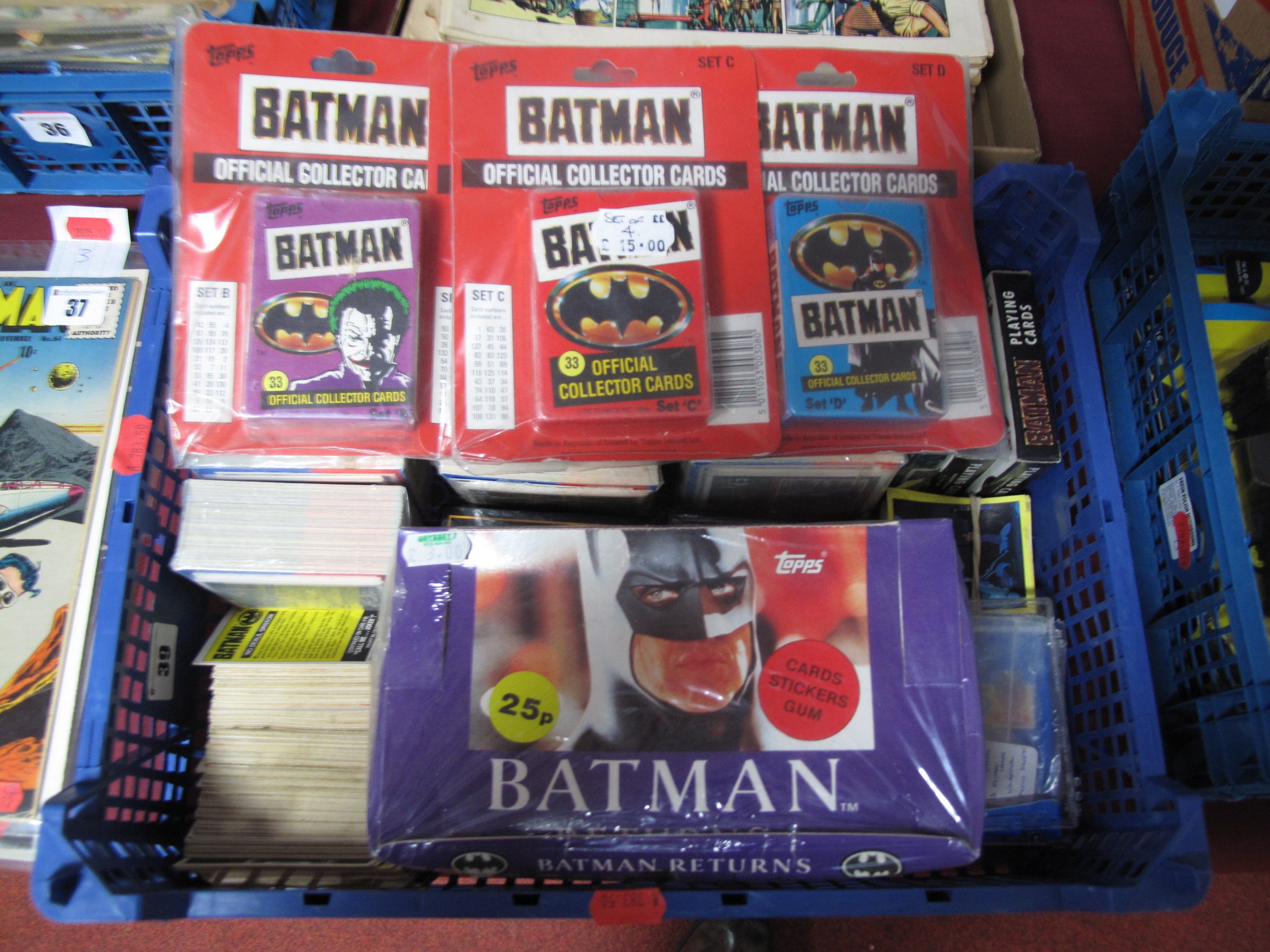 A large Quantity of Topps Batman Trading Cards, from 1989 and Batman Returns series, with seven