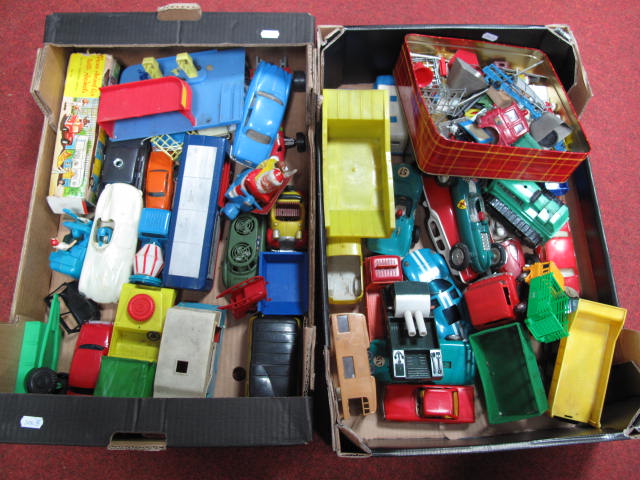 A Large Quantity of Mainly 1960`s/1970`s Plastic Toy Vehicles from Hong Kong. Cars, lorries,