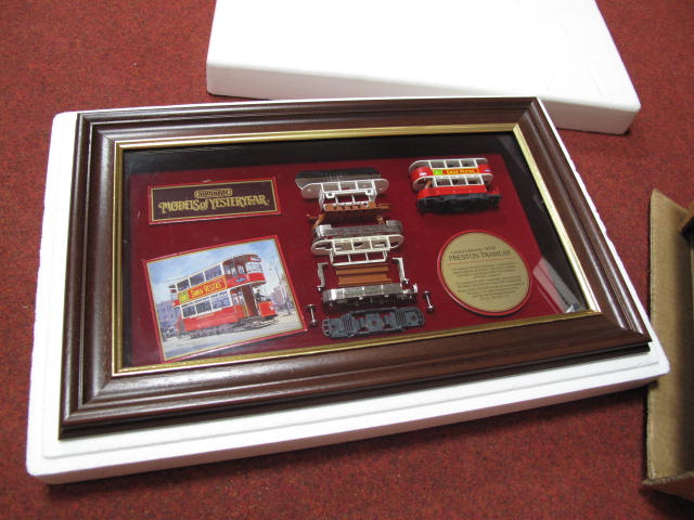 A Framed Exploded Model of Matchbox Yesteryear `Preston Tramcar`. Framed, plus a similar of a