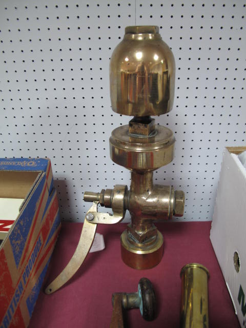 A Large Polished Brass `Bell Type` Steam Whistle, 41cms tall.
