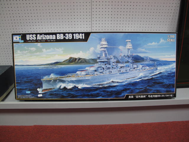 A Trumpeter 1:200 Scale Plastic Kit of USS Arizona BB-39 1941. Boxed with instructions. Appears