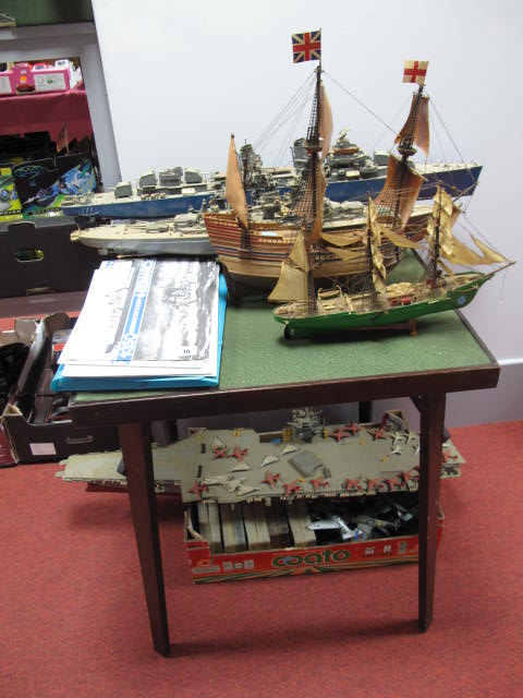 Six Made Up Plastic Ship Kits, including Mayflower, USS New Jersey, USS Enterprise (1:350 scale) and