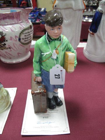 A Royal Doulton China Limited Edition Figure, The Boy Evacuee, HN3202, numbered 4163/9500, with