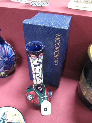 A Moorcroft Pottery Vase in the Tribute to Charles Rennie Mackintosh Design by Rachel Bishop, shape