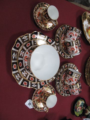 A Late XIX Century Davenport China and Similar Composite Part Tea Set, painted and gilt in the Old