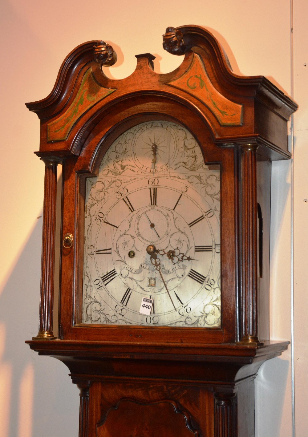 A George III mahogany 8-day longcase clock by John Gibson, Edinburgh, with anchor escapement