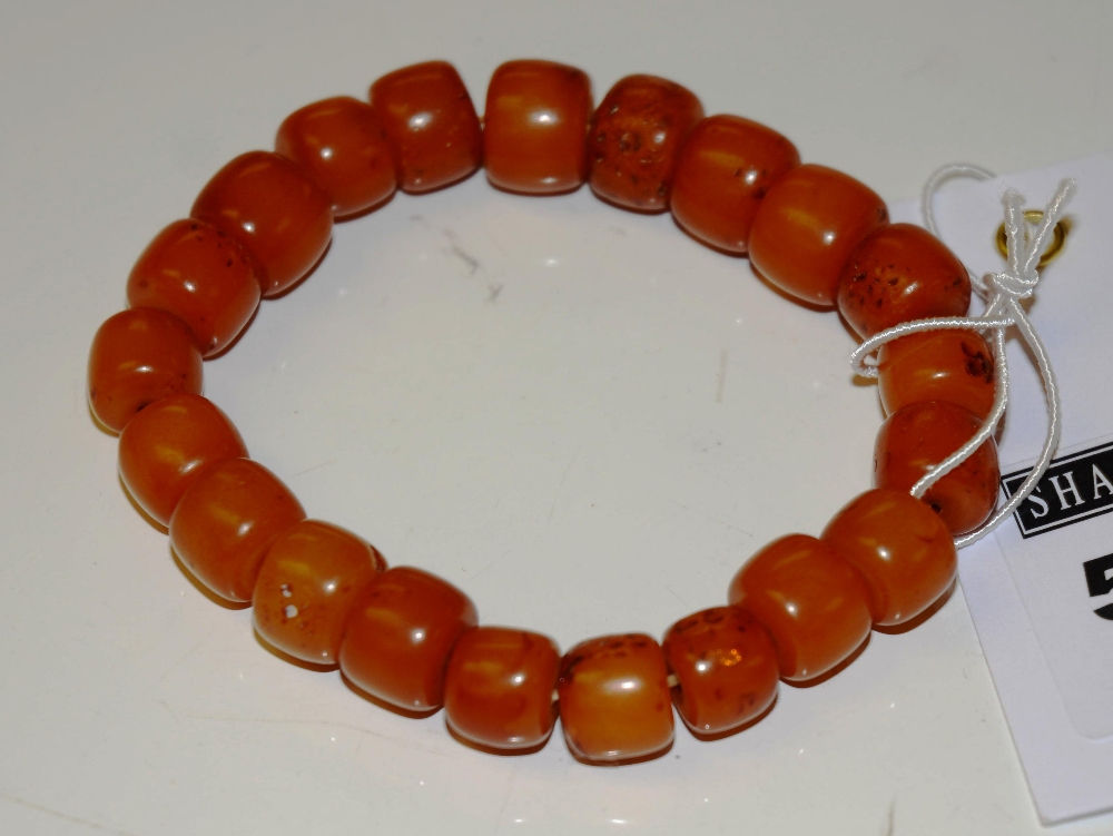 An amber bead bracelet